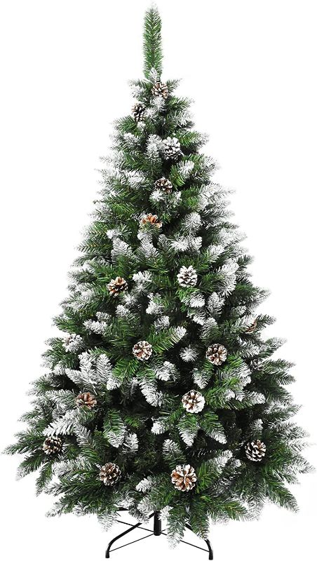 Photo 1 of 5Ft Spiral Christmas Tree - Mupera Upgrade Artificial Christmas Tree(2023 New), 480 Branch Tips, PVC Snow Flocked Xmas Pine Tree for Home, Office, Shopping Center, Party/Holiday Decoration Gift Use
