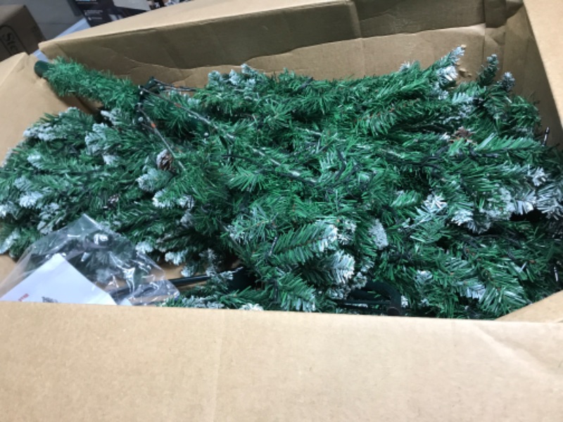 Photo 2 of 5Ft Spiral Christmas Tree - Mupera Upgrade Artificial Christmas Tree(2023 New), 480 Branch Tips, PVC Snow Flocked Xmas Pine Tree for Home, Office, Shopping Center, Party/Holiday Decoration Gift Use
