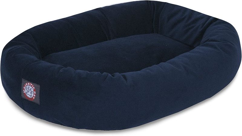 Photo 1 of 40" Navy Suede Bagel Dog Bolster Bed by Majestic Pet Products
