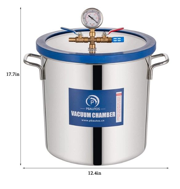 Photo 1 of 5 Gallon Vacuum Chamber, Tempered Glass Lid Stainless Steel Degassing Chamber Perfect for Stabilizing Wood, Degassing Silicones, Epoxies and Essential Oils