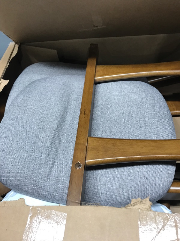 Photo 2 of *USED*Set of 2 Kitchen Dining Chairs, Easily Assemble Modern Fabric Cushion Seat Chair w/Wood Legs, Mid Century Armless Chairs for Kitchen, Dining Room, Restaurant, Gray
