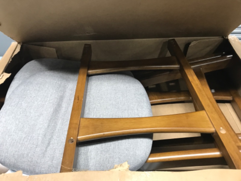 Photo 1 of *USED*Set of 2 Kitchen Dining Chairs, Easily Assemble Modern Fabric Cushion Seat Chair w/Wood Legs, Mid Century Armless Chairs for Kitchen, Dining Room, Restaurant, Gray
