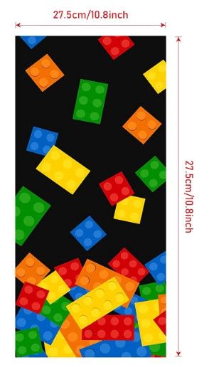 Photo 1 of 100 Pcs Building Block Cellophane Treat Bags, Color Bricks Theme Building Block Candy Goodie Bags Plastic Party Favor Bags with 100 Silver Twist Ties for Birthday Party Supplies (Black Background)

