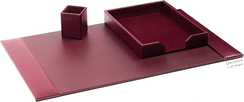 Photo 1 of Burgundy 3-Piece Desk Set, Bonded Leather