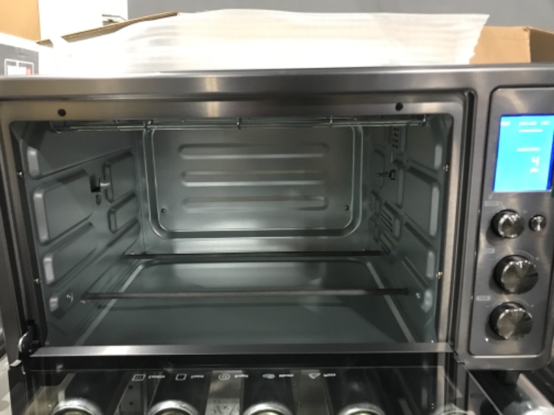 Photo 1 of Toshiba Speedy Convection Toaster Oven Countertop with Double Infrared Heating, 10-in-1 with Toast, Pizza, Rotisserie, Larger 6-slice Capacity, 1700W, Black Stainless Steel, Includes 6 Accessories
