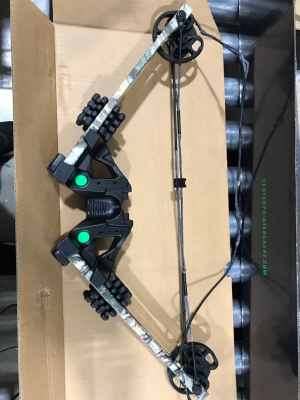 Photo 1 of CenterPoint Archery Sniper Elite 385 Crossbow Package C0004 with 4x32mm Scope, Quiver and Arrows, Black/Camo