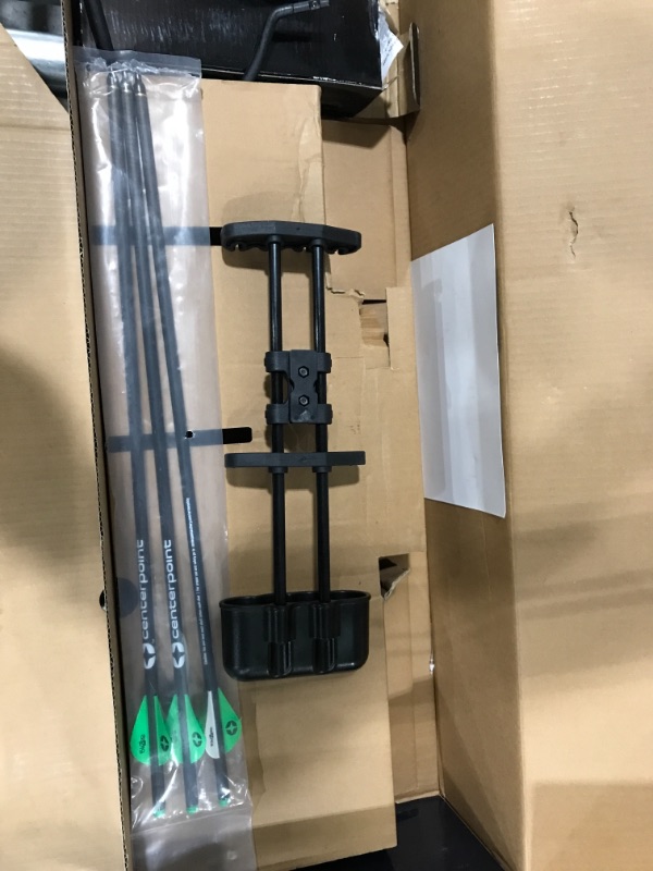 Photo 1 of CenterPoint Archery Sniper Elite 385 Crossbow Package C0004 with 4x32mm Scope, Quiver and Arrows, Black/Camo