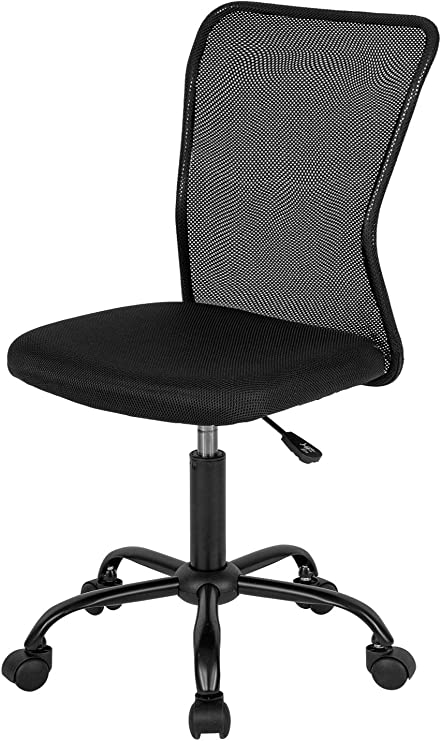 Photo 1 of Home Office Chair Mid Back Mesh Desk Chair Armless Computer Chair Ergonomic Task Rolling Swivel Chair Back Support Adjustable Modern Chair with Lumbar Support (Black)
