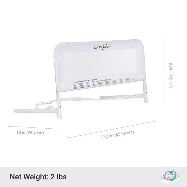 Photo 1 of Dream On Me Lightweight Mesh Security Adjustable Bed Rail for Toddler with Breathable Mesh Fabric in White