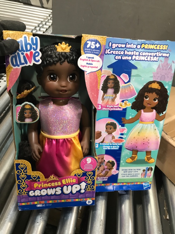 Photo 2 of Baby Alive Princess Ellie Grows Up! Growing and Talking Baby Doll - Black Hair

