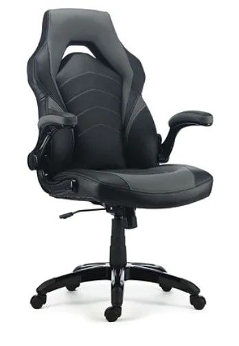 Photo 1 of Faux Leather Racing Gaming Chair, Black and Gray
