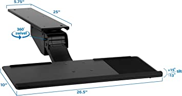 Photo 1 of Mount-It! Sit Stand Keyboard Tray, Height Adjustable Under Desk Keyboard and Mouse Drawer, Full Motion Standing Design with 13.4 Inches of Vertical Adjustment, 26.5 in Wide Platform