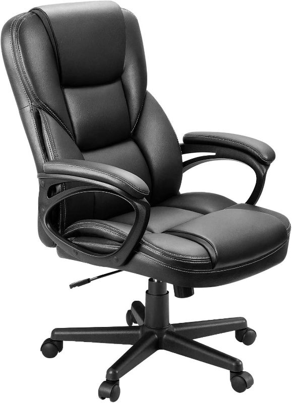 Photo 4 of stars space Office Exectuive Chair High Back Adjustable Managerial Home Desk Chair, Swivel Computer PU Leather Chair with Lumbar Support (Black)
