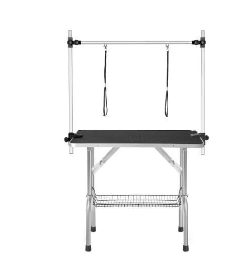 Photo 1 of  46 in. x 24 in. Professional Dog Pet Grooming Table Large Adjustable Heavy Duty Portable w/Arm & Noose & Mesh Tray
