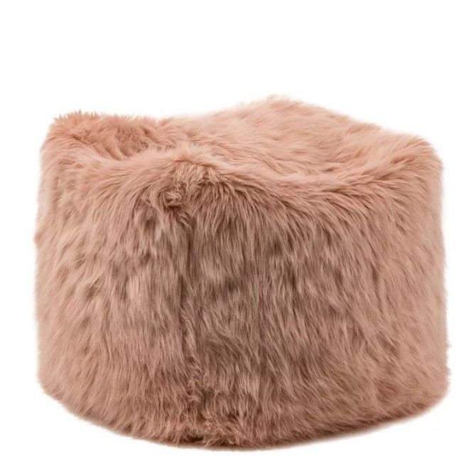 Photo 1 of 18" Faux Fur Square Pouf Ottoman Pink - WOVENBYRD

