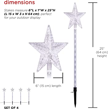 Photo 1 of Alpine Corporation Holiday Décor Shooting Star Garden Stake with LED Lights, 4-Pack White