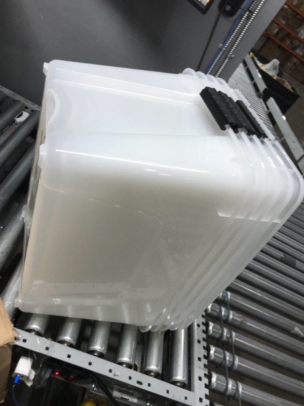 Photo 4 of ***ALL LIDS MISSING ***
IRIS USA 53 Qt. Plastic Storage Bin Tote Organizing Container with Durable Lid and Secure Latching Buckles, Stackable and Nestable, 6 Pack, clear with Black Buckle f) 53 Qt. - 6 Pack