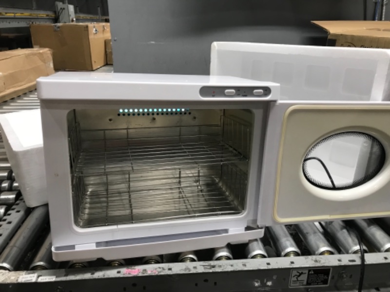 Photo 1 of **SMALL CRACK ON FRAME**
ForPro Professional Collection Classic Hot Towel Warmer Cabinet with UV Sterilizer, Extra Large Capacity, Two Stainless Steel Racks, Signature White