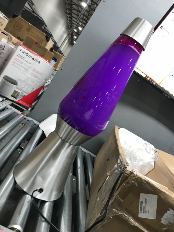 Photo 3 of **UNABLE TO TEST WITHOUT BULB**
 Lava the Original 27 Inch Silver Base Grande Lamp with Pink Wax in Purple Liquid, Pink Purple