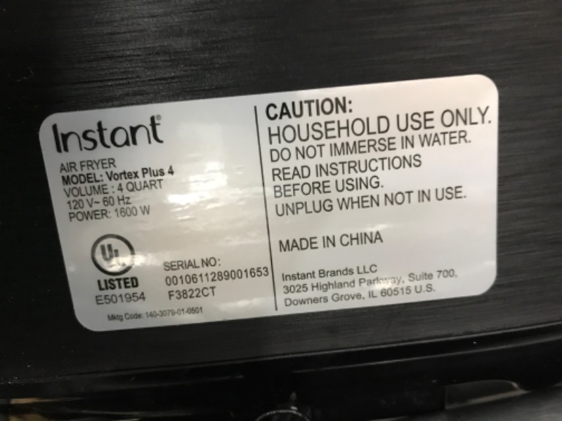 Photo 3 of ***PARTS ONLY*** Instant Vortex Plus 6-in-1, 4QT Air Fryer Oven, From the Makers of Instant Pot with Customizable Smart Cooking Programs, Nonstick and Dishwasher-Safe Basket, App With Over 100 Recipes, Stainless Steel