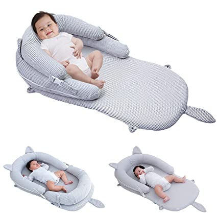 Photo 1 of Bellababy Support Seat, with Portable & Foldable Nest Bed Cover Baby Lounger Cover, Soft & Breathable Mesh Surface, Perfect for Crib, Bassinet, Floor & Traveling(0-2 Years) (Grey)
