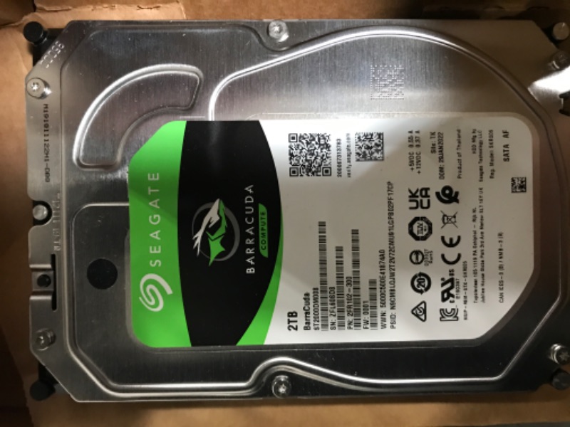 Photo 2 of Seagate BarraCuda 2TB Internal Hard Drive HDD – 3.5 Inch SATA 6Gb/s 7200 RPM 256MB Cache – Frustration Free Packaging (ST2000DM008/ST2000DMZ08) 2TB HDD