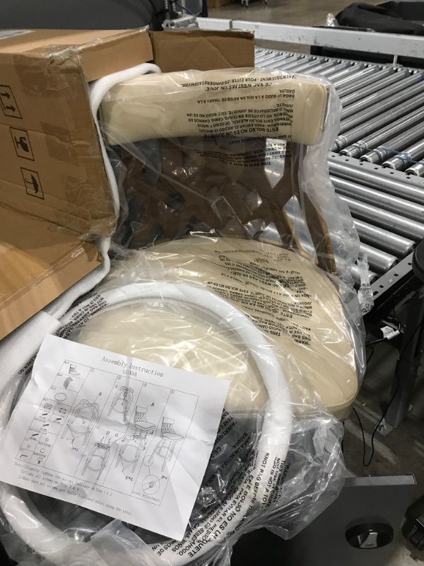Photo 2 of Armen Living Crux 26" Swivel Counter Stool in Cream Faux Leather and Walnut Wood
