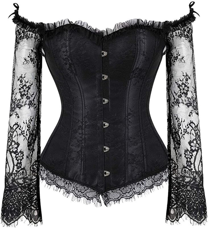 Photo 1 of  Corset Tops for Women with Sleeves, Bustier Overbust Lace Up Bodice Lingerie x large