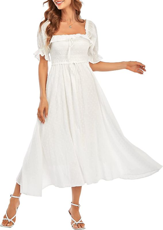 Photo 1 of Women Vintage Elastic Square Neck Ruffled Half Sleeve Summer dress size small 