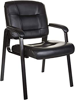 Photo 1 of Amazon Basics Classic Faux Leather Office Desk Guest Chair with Metal Frame - Black
