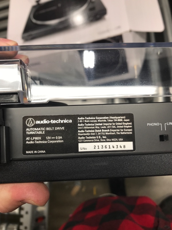 Photo 5 of Audio-Technica AT-LP60X-BK Fully Automatic Belt-Drive Stereo Turntable, Black, Hi-Fi, 2 Speed, Dust Cover, Anti-Resonance, Die-Cast Aluminum Platter