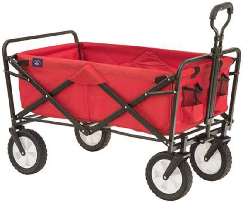 Photo 1 of  Sports Heavy Duty Steel Frame Collapsible Folding 150 Pound Capacity Outdoor Camping Garden Utility Wagon Yard Cart, Red