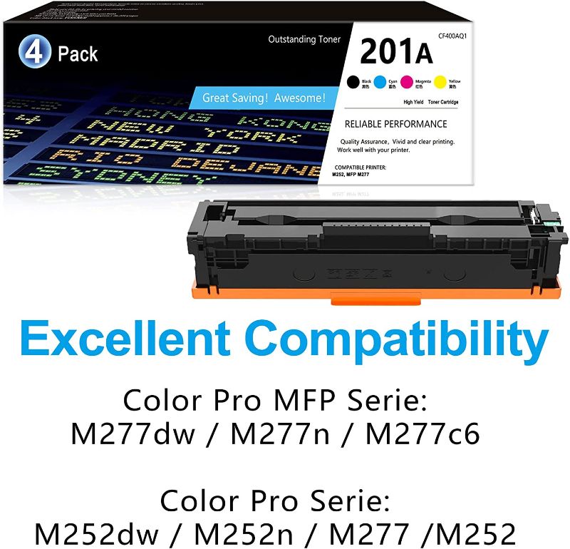 Photo 1 of 201A Toner CF400A CF401A CF402A CF403A: Replacement for HP 201A 3-Pack Black/Cyan/Magenta/Yellow Toner Cartridges Color Pro M277dw M252n M277c6 M277n M252dw...
