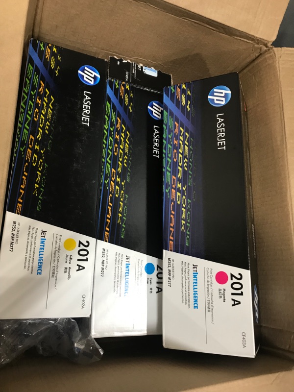 Photo 4 of 201A Toner CF400A CF401A CF402A CF403A: Replacement for HP 201A 3-Pack Black/Cyan/Magenta/Yellow Toner Cartridges Color Pro M277dw M252n M277c6 M277n M252dw...
