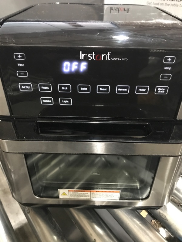 Photo 5 of *** POWERS ON *** Instant Vortex Pro Air Fryer, 10 Quart, 9-in-1 Rotisserie and Convection Oven, From the Makers of Instant Pot with EvenCrisp Technology, App With Over 100 Recipes, 1500W, Stainless Steel 10QT Vortex Pro