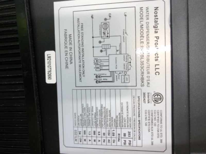 Photo 3 of ***TESTED**POWERED  ON***Igloo IWCBL353CRHBKS Stainless Steel Hot, Cold & Room Water Cooler Dispenser, Holds 3 & 5 Gallon Bottles, 3 Temperature Spouts, No Lift Bottom Loading, Child Safety Lock, Black/Stainless
