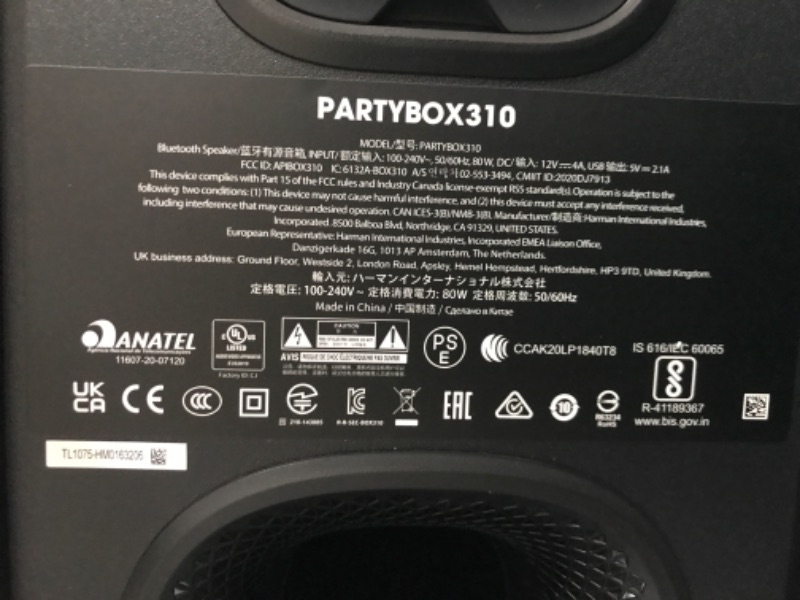 Photo 4 of JBL Partybox 310 - Portable Party Speaker with Long Lasting Battery, Powerful JBL Sound and Exciting Light Show,Black