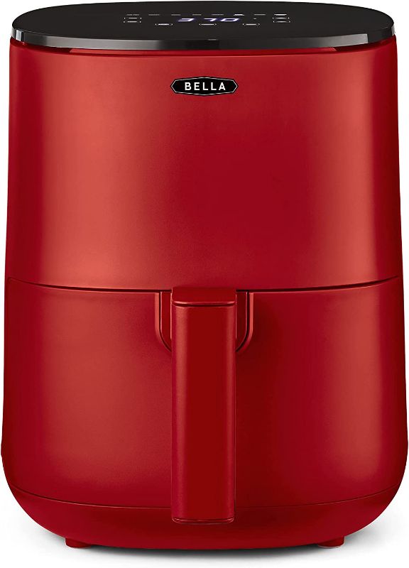 Photo 1 of BELLA 2.9QT Touchscreen Air Fryer, No Pre-Heat Needed, No-Oil Frying, Fast Healthy Evenly Cooked Meal Every Time, Dishwasher Safe Non Stick Pan and Crisping Tray for Easy Clean Up, Matte Red
