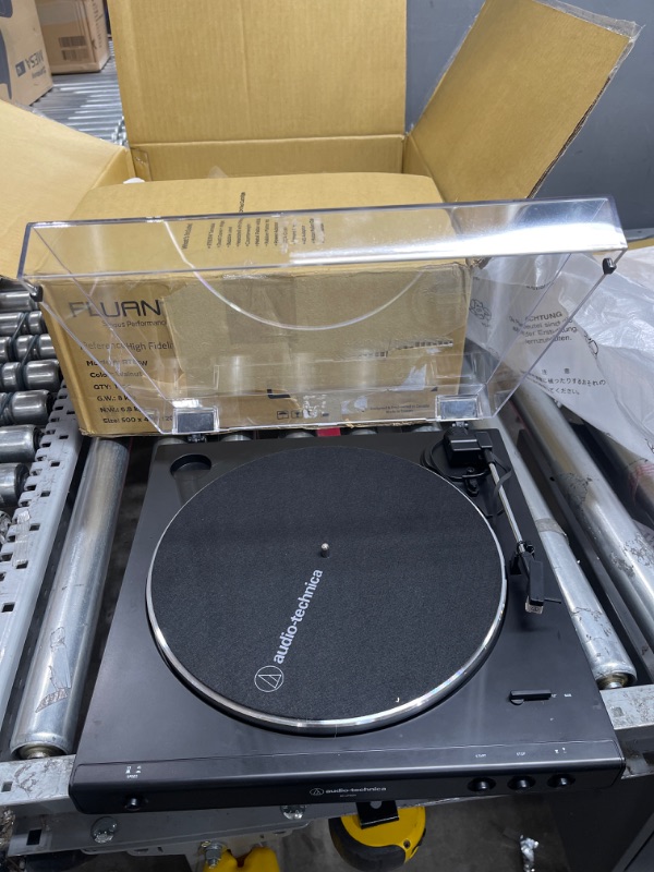 Photo 2 of Audio-Technica AT-LP60X-BK Fully Automatic Belt-Drive Stereo Turntable, Black, Hi-Fi, 2 Speed, Dust Cover, Anti-Resonance, Die-Cast Aluminum Platter