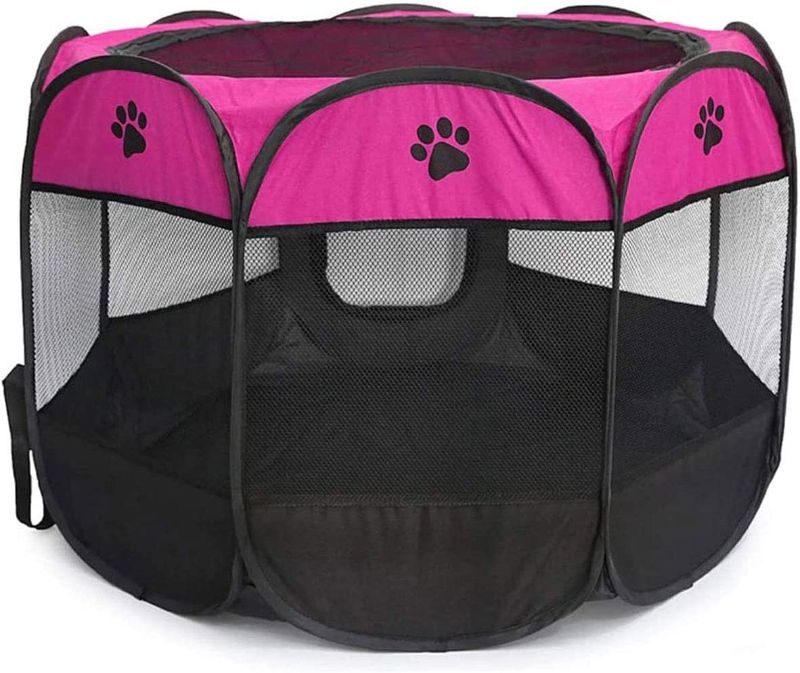 Photo 1 of BEIKOTT Pet Playpen, Foldable Dog Playpens, Portable Exercise Kennel Tent for Puppies/Dogs/Cats/Rabbits, Dog Play Tent with Removable Mesh Shade Cover for Travel Indoor Outdoor Using(Small)