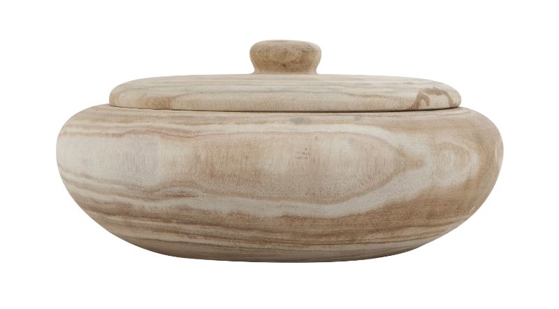 Photo 1 of 3R Studios Decorative Natural Paulownia Wood Container with Lid