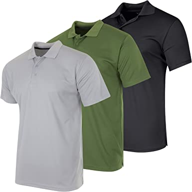 Photo 1 of 3 Pack: Men's Quick-Dry Short Sleeve Athletic Performance Polo Shirt - Regular XXL
