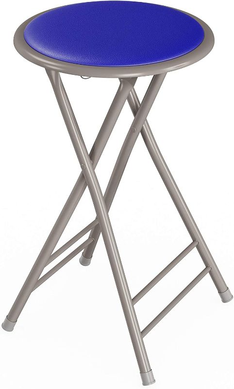 Photo 2 of 
24-Inch Counter Height Bar Stool – Backless Folding Chair with 300lb Capacity for Kitchen, Recreation Room, or Game Room by Trademark Home (Royal) Set of 1