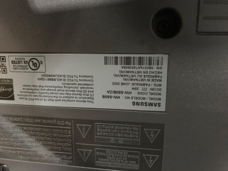 Photo 2 of SAMSUNG HW-S50B/ZA 3.0ch All-in-One Soundbar w/Dolby 5.1, DTS Virtual:X, Q Symphony, Built in Center Speaker, Adaptive Sound Lite, Bluetooth Multi Connection, 2022 Black HW-S50B Soundbar