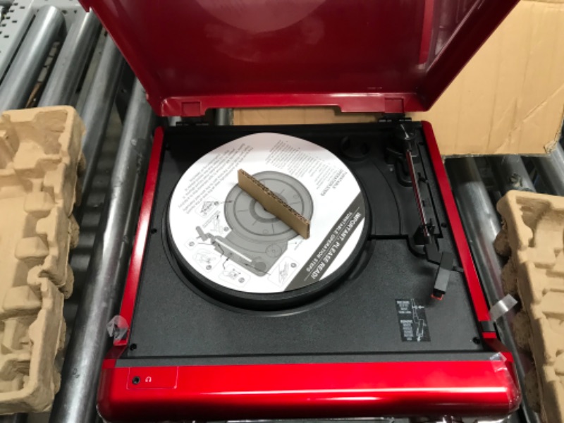 Photo 3 of Victrola 50's Retro Bluetooth Record Player & Multimedia Center with Built-in Speakers - 3-Speed Turntable, CD Player, AM/FM Radio | Vinyl to MP3 Recording | Wireless Music Streaming | Red Red Record Player