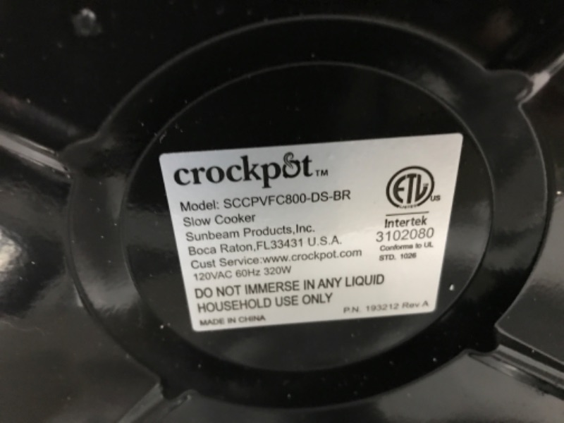 Photo 3 of *NONFUNCTIONAL* Crock-Pot Digital Slow Cooker - 8 qt - Black Stainless