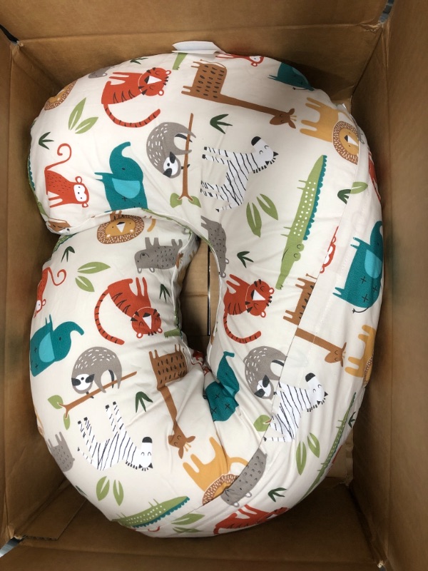 Photo 2 of Boppy Nursing Pillow and Positioner—Original | Neutral Jungle Colors with Animals | Breastfeeding, Bottle Feeding, Baby Support | With Removable Cotton Blend Cover | Awake-Time Support