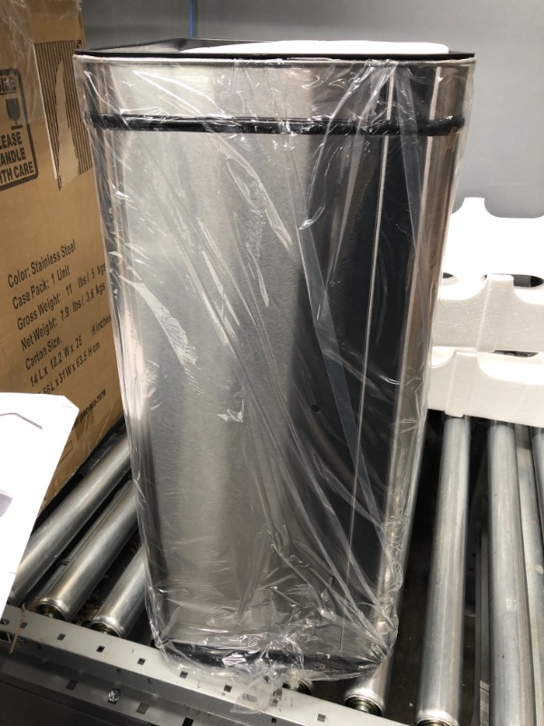 Photo 2 of ***PARTS ONLY*** iTouchless 13 Gallon Sensor Trash Can Battery-Free Automatic Bin with Odor Filter, for Kitchen and Office, Black and Stainless Steel, Ac Adapter