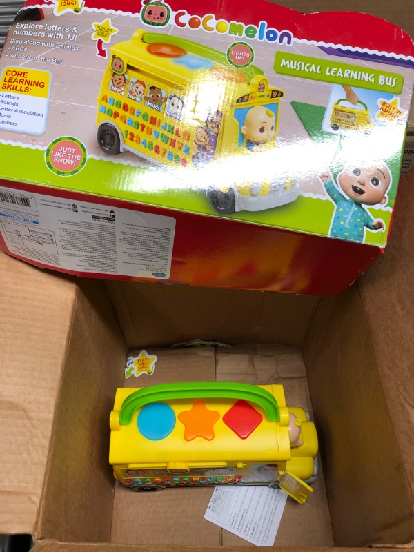 Photo 2 of CoComelon Musical Learning Bus, Number and Letter Recognition, Phonetics, Yellow School Bus Toy Plays ABCs and Wheels on the Bus, by Just Play