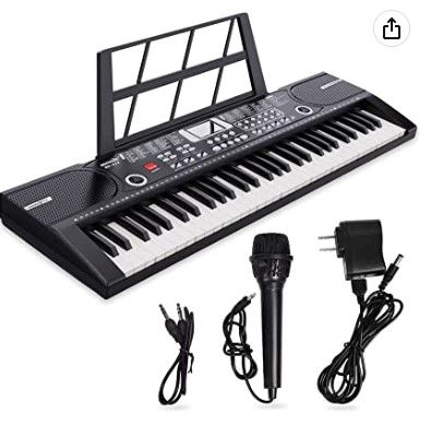 Photo 1 of Camide 61 Keys Keyboard Piano, Electronic Digital Piano with Built-In Speaker Microphone, Sheet Stand